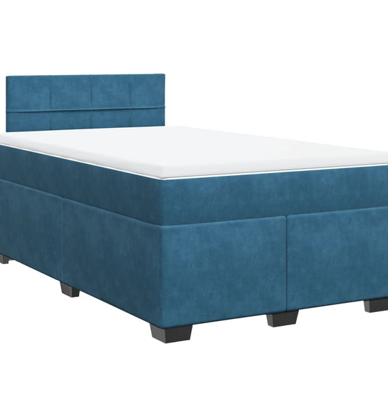 Boxspringbett mit Matratze Dunkelblau 120x190 cm Samt