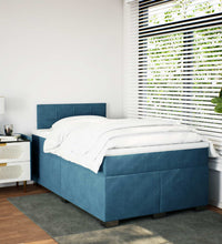 Boxspringbett mit Matratze Dunkelblau 120x190 cm Samt