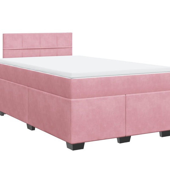 Boxspringbett mit Matratze Rosa 120x190 cm Samt
