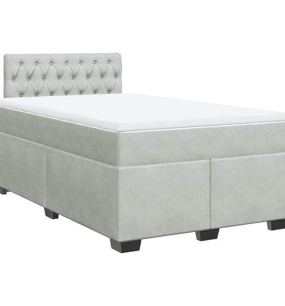 Boxspringbett mit Matratze Hellgrau 120x190 cm Samt