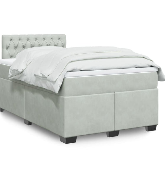 Boxspringbett mit Matratze Hellgrau 120x190 cm Samt