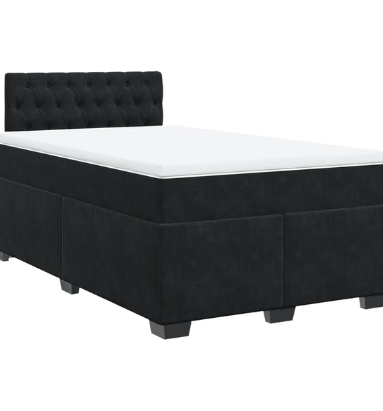 Boxspringbett mit Matratze Schwarz 120x190 cm Samt