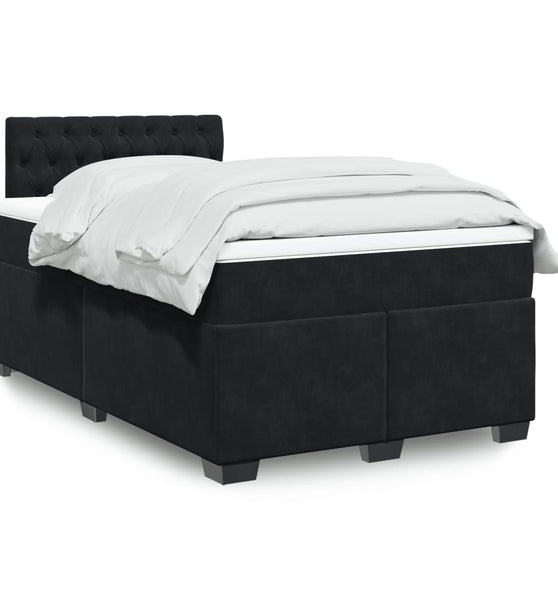 Boxspringbett mit Matratze Schwarz 120x190 cm Samt