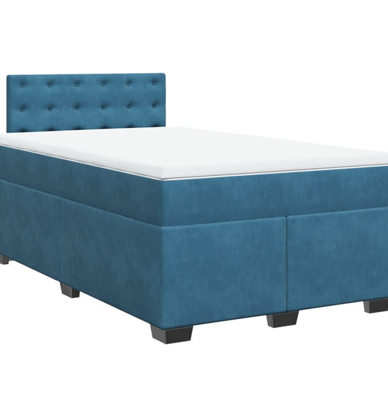 Boxspringbett mit Matratze Dunkelblau 120x190 cm Samt