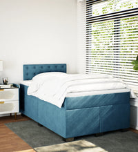Boxspringbett mit Matratze Dunkelblau 120x190 cm Samt
