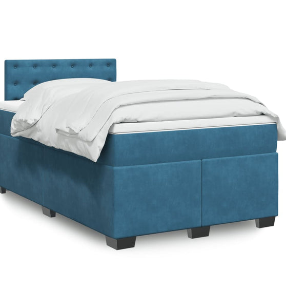 Boxspringbett mit Matratze Dunkelblau 120x190 cm Samt