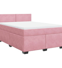 Boxspringbett mit Matratze Rosa 140x190 cm Samt