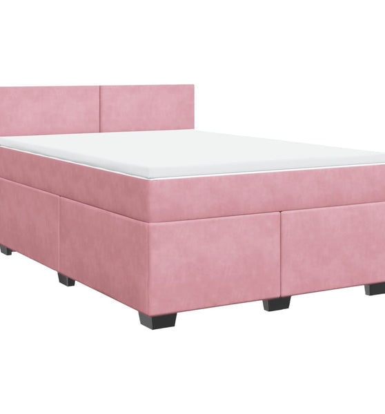 Boxspringbett mit Matratze Rosa 140x190 cm Samt