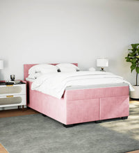 Boxspringbett mit Matratze Rosa 140x190 cm Samt