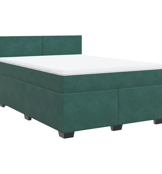 Boxspringbett mit Matratze Dunkelgrün 140x200 cm Samt
