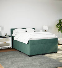 Boxspringbett mit Matratze Dunkelgrün 140x200 cm Samt