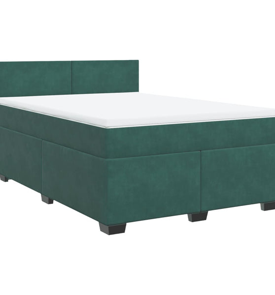 Boxspringbett mit Matratze Dunkelgrün 160x200 cm Samt