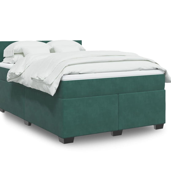 Boxspringbett mit Matratze Dunkelgrün 160x200 cm Samt