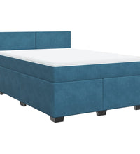 Boxspringbett mit Matratze Blau 160x200 cm Samt