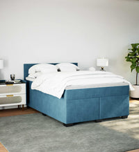 Boxspringbett mit Matratze Blau 160x200 cm Samt