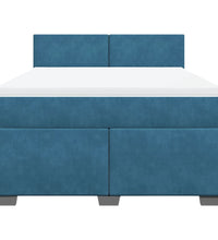Boxspringbett mit Matratze Blau 160x200 cm Samt