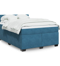Boxspringbett mit Matratze Blau 160x200 cm Samt