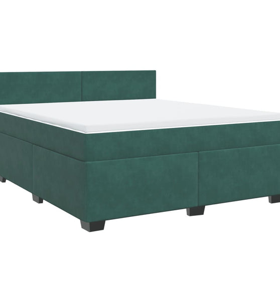 Boxspringbett mit Matratze Dunkelgrün 180x200 cm Samt