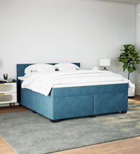 Boxspringbett mit Matratze Blau 180x200 cm Samt