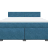 Boxspringbett mit Matratze Blau 180x200 cm Samt