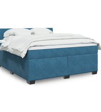 Boxspringbett mit Matratze Blau 180x200 cm Samt