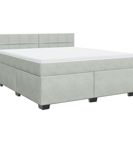 Boxspringbett mit Matratze Hellgrau 180x200 cm Samt