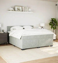 Boxspringbett mit Matratze Hellgrau 180x200 cm Samt