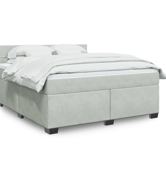Boxspringbett mit Matratze Hellgrau 180x200 cm Samt