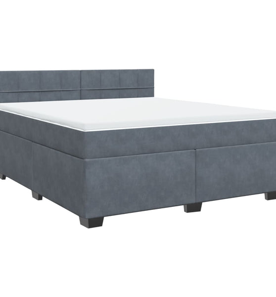 Boxspringbett mit Matratze Dunkelgrau 180x200 cm Samt