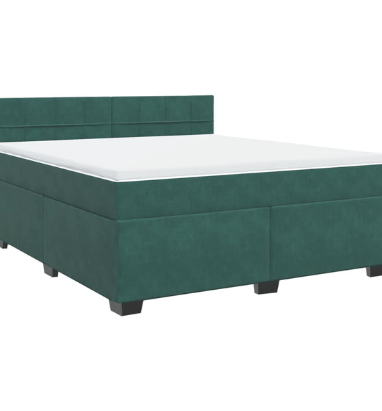 Boxspringbett mit Matratze Dunkelgrün 180x200 cm Samt