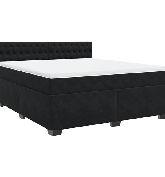 Boxspringbett mit Matratze Schwarz 180x200 cm Samt