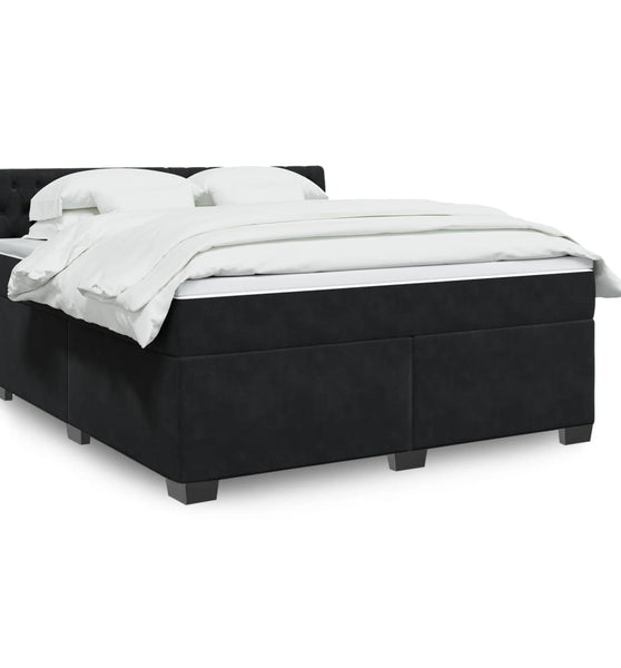 Boxspringbett mit Matratze Schwarz 180x200 cm Samt
