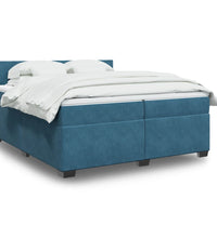 Boxspringbett mit Matratze Dunkelblau 200x200 cm Samt