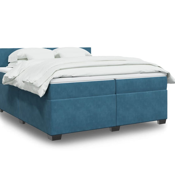 Boxspringbett mit Matratze Dunkelblau 200x200 cm Samt