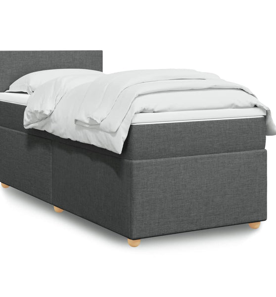 Boxspringbett mit Matratze Dunkelgrau 80x200 cm Stoff