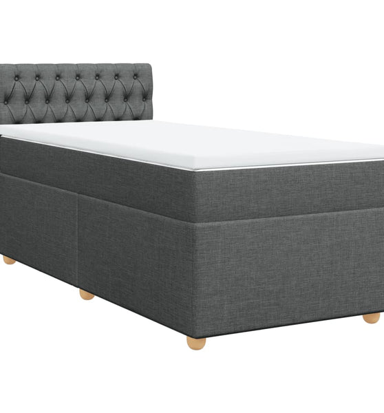 Boxspringbett mit Matratze Dunkelgrau 80x200 cm Stoff