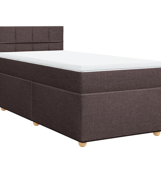 Boxspringbett mit Matratze Dunkelbraun 90x190 cm Stoff