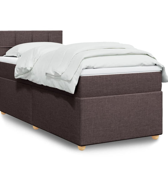 Boxspringbett mit Matratze Dunkelbraun 90x190 cm Stoff