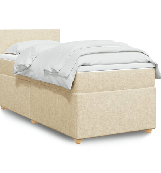 Boxspringbett mit Matratze Creme 90x200 cm Stoff