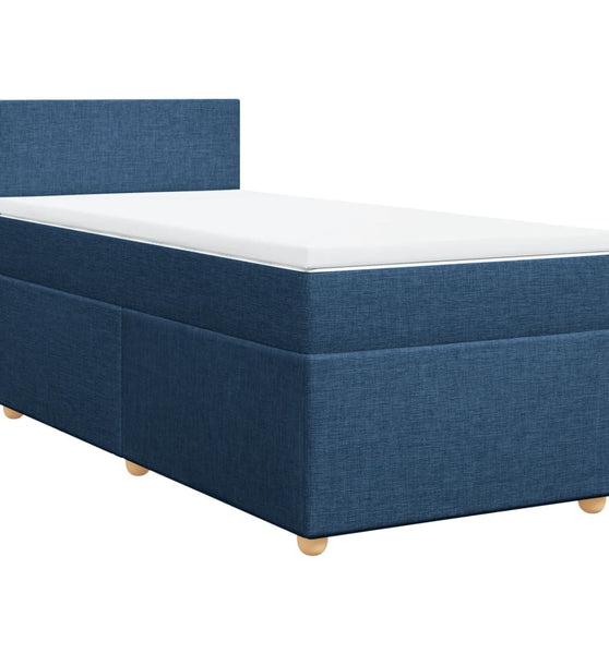 Boxspringbett mit Matratze Blau 90x200 cm Stoff