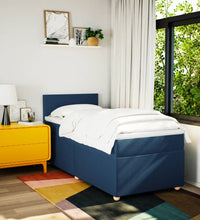 Boxspringbett mit Matratze Blau 90x200 cm Stoff