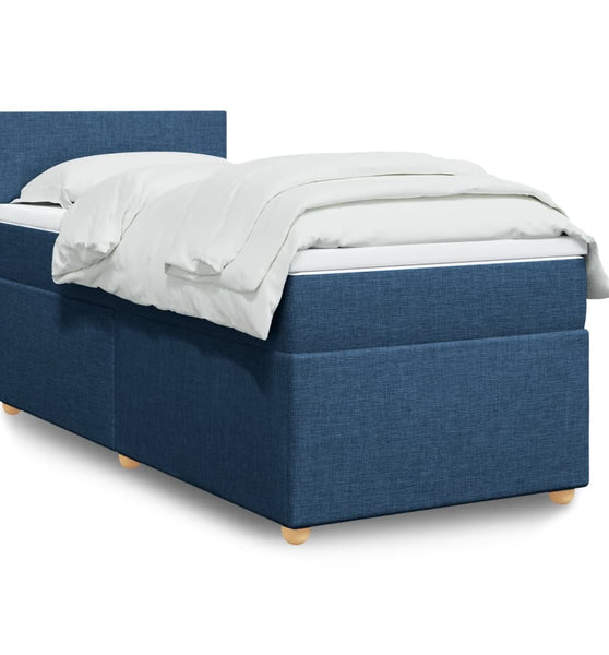Boxspringbett mit Matratze Blau 90x200 cm Stoff