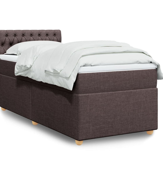 Boxspringbett mit Matratze Dunkelbraun 90x200 cm Stoff