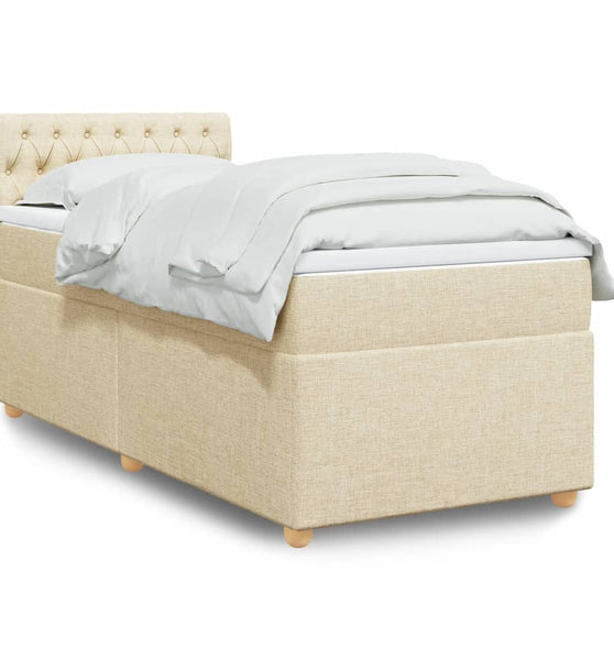 Boxspringbett mit Matratze Creme 90x200 cm Stoff