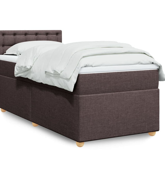 Boxspringbett mit Matratze Dunkelbraun 90x200 cm Stoff