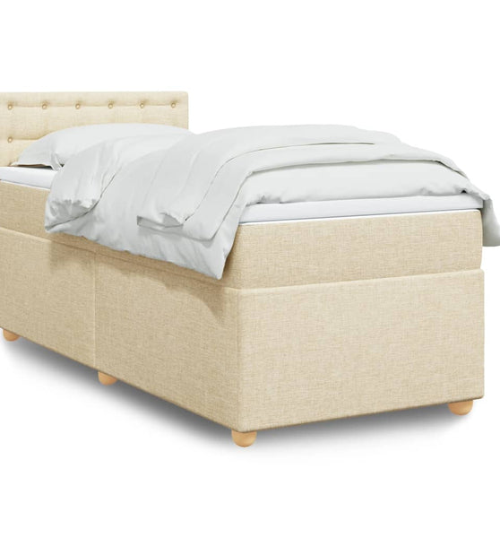 Boxspringbett mit Matratze Creme 90x200 cm Stoff
