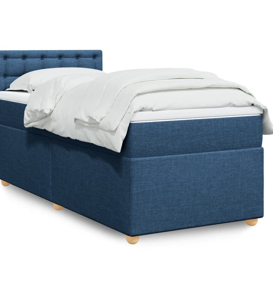 Boxspringbett mit Matratze Blau 90x200 cm Stoff