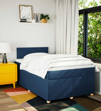 Boxspringbett mit Matratze Blau 120x190 cm Stoff