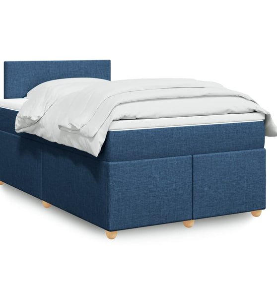 Boxspringbett mit Matratze Blau 120x190 cm Stoff