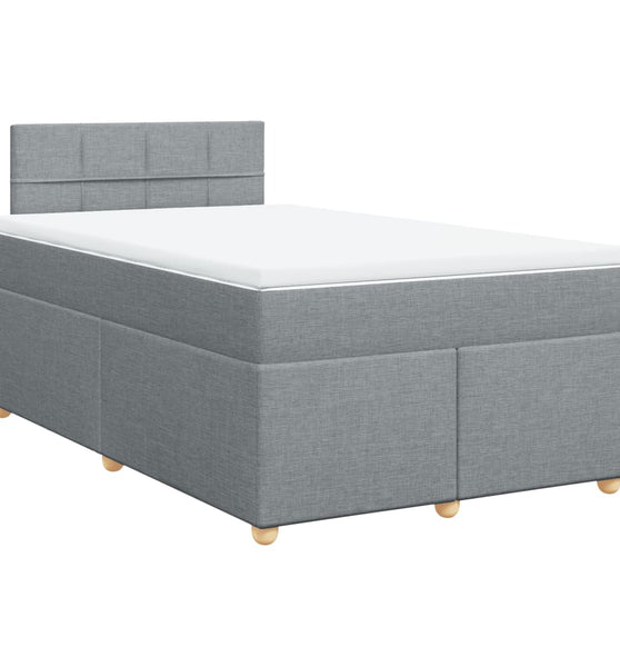 Boxspringbett mit Matratze Hellgrau 120x190 cm Stoff